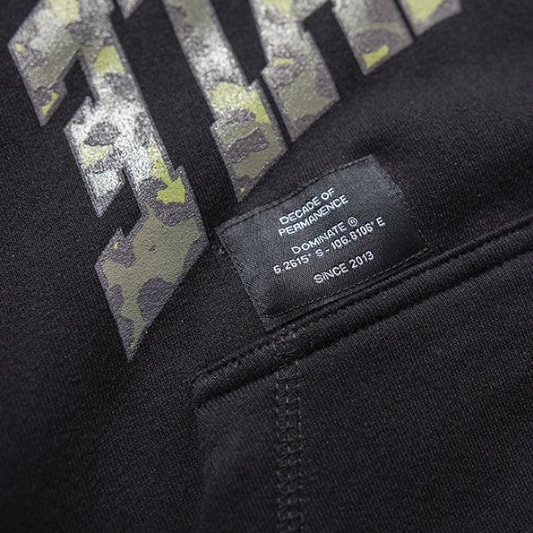 DECADE REVERSE ARC LEOPARD HOODIE BLACK